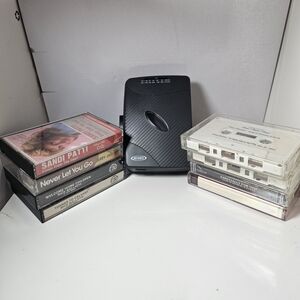 Jensen Portable Cassette Player with Cassette Tapes - Black